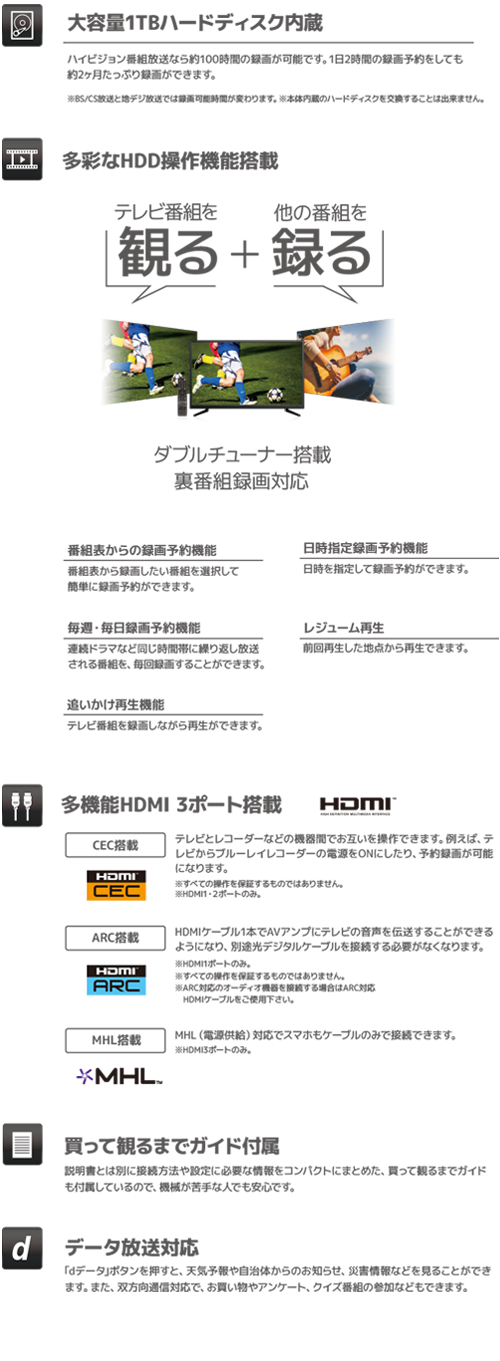 楽天市場 グランプレ Granple 24v型 1tbハードディスク ダブルチューナー搭載 地上波 Bs Csデジタル液晶テレビ 243hdd 価格比較 商品価格ナビ